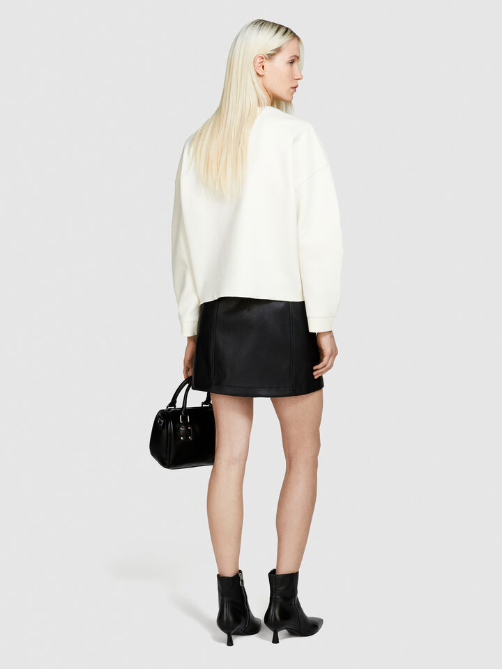 Sweatshirt with embroidery - women's sweatshirts - Creamy White | Sisley image number 3